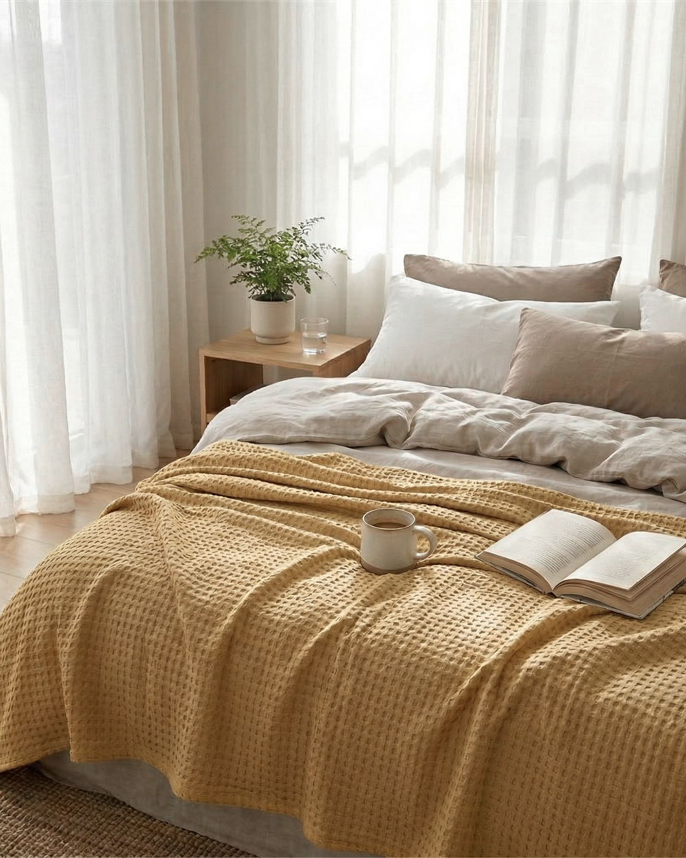 Vaffelpledd – 100 % Bomull