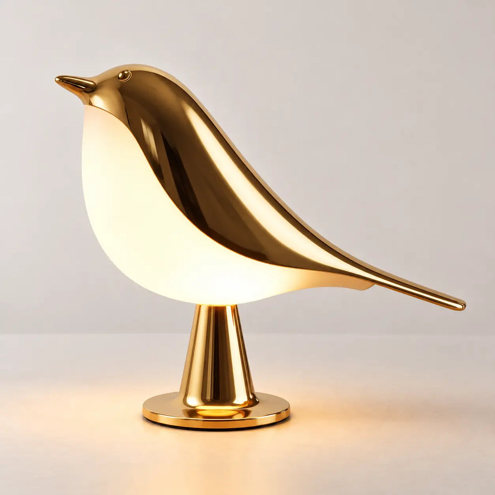 Svala fuglelampe i gull
